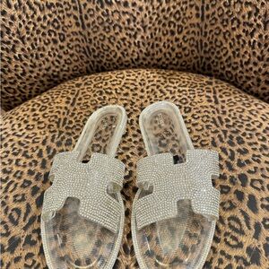 Steven By Steve Madden Silver Rhinestone Sandals